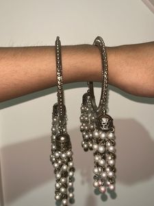 Silver Bangles attached Pearls