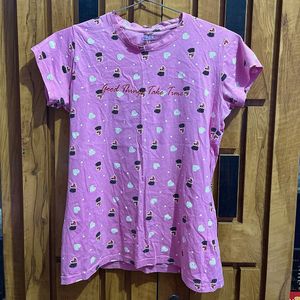 Cute Pink Heart Night Pajama Set