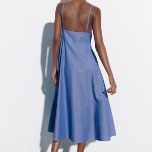 Zara Limited Edition Striped Cotton MIDI Dress