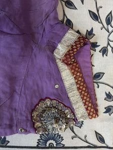 Embroidered Lavender Saree With Silver Work