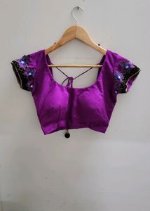 NEON PURPLE VELVET PADDED DESIGNER BLOUSE