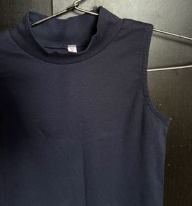 Blue turtle neck tank top