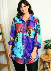 Funky Patterned Button-Up Shirt Size-44