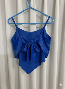 Blue bow backless Cami Top