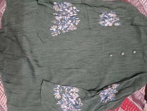 Olive Green Embroidered Kurti