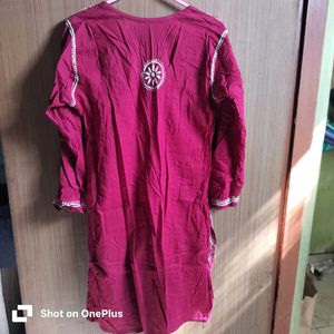 once worn Dark maroonish-red chicken work Embroide