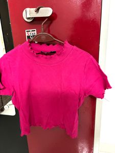 Sassafras Pink Coloured College Wear Crop Top