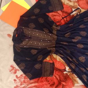 Navy Blue Patterned Dress
