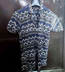 Patterned Short Sleeve Button-Down