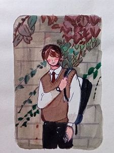Boy in shed (Painting)