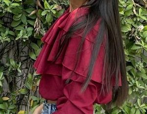 Ruffled Maroon Top