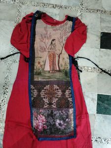 Green And Red Kurta