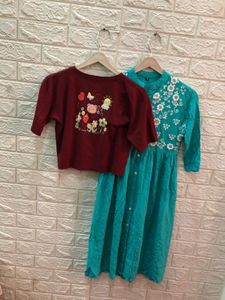 Kurti and crop tee combo set 💗