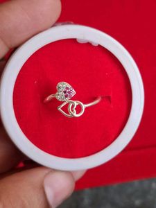 Heart Detail Adjustable Silver Ring