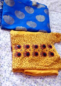 Pure Silk Kurta Set With Free New Saree
