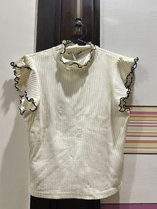 Ruffle Trim Knit Top