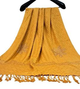 MUSTARD STOLE WITH SWAROVSKI WORK