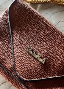 Zara Official Brown Crossbody Bag