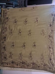 Brown Saree with Embellishments