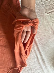 Chic Orange Tie-Sleeve Top