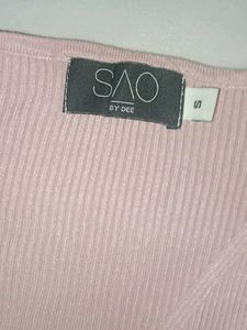 🌸Blush Pink Ribbed Wrap Top🌸