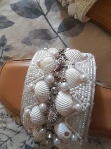 Shell Embellished Slide Sandals