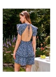 Urbanic Floral Tied Backless Frill Dress