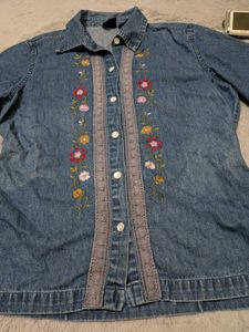 Y2K Erika Embroidered Denim Top