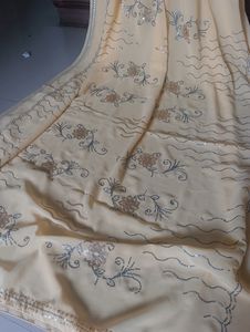 #pricedrop Elegant Pale Yellow Sequined Saree