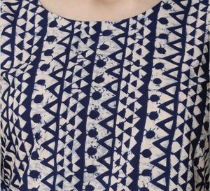 Printed Blue &amp; White Kurti