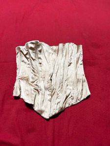 ZARA Beige Satin Corset Top