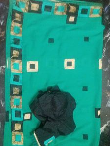 Green & Gold Embellished Sari