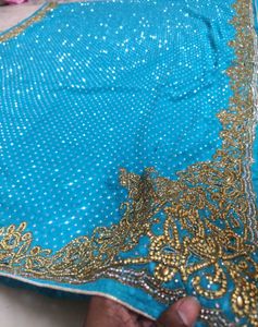 Blue Saree Fully Heavy Dimond Work