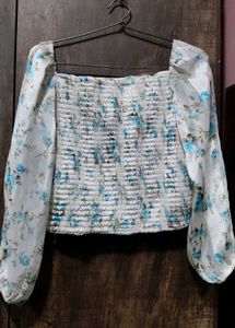 Floral Full Sleeves Crop Top