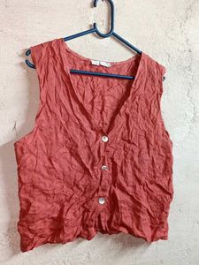 Trendy Summer Crop Shirt Top Sleeveless
