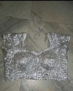 Sparkling Silver Sequin Blouse