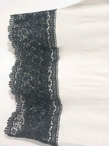 White Crop Top With Black Lace
