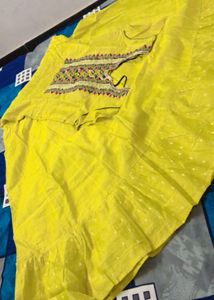 Lime Green Embroidery Dress 3set Dupatta With Pant