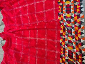 Red Geometric Saree
