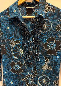 Floral Ruffle Front Shirt