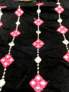 Black Cotton Embroidered Kurta