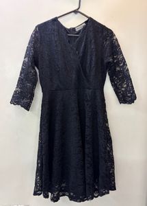 Elegant Black Lace Wrap Dress