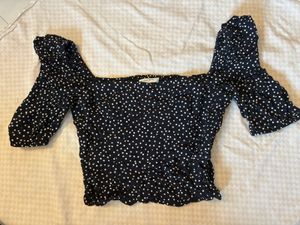 Polka Dot Smocked Crop Top