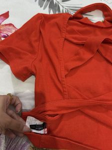 Coral Backless Top