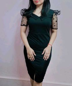 SIRIL Women's Lycra Black One Piece Dresses