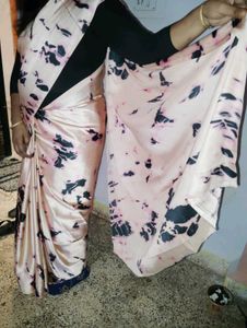 satin saree with black blouse