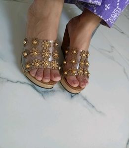 Gold Transparent Heels..