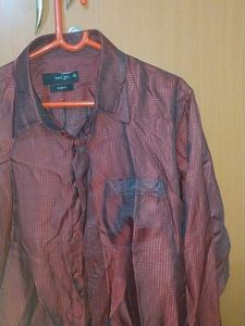 Maroon Sheen Full Sleeve Party Shirt