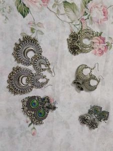 Assorted Silver Earrings Set of 5