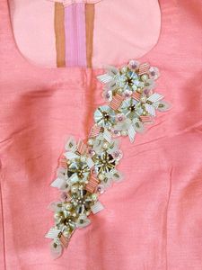 Peach Lehenga Choli With Blue Heavy Jacket